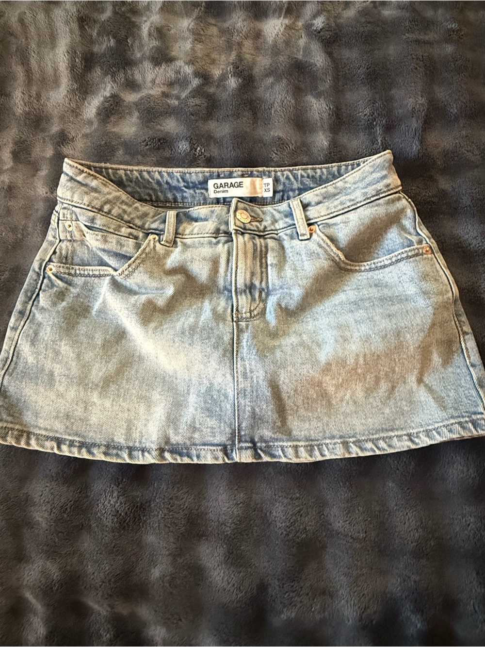 Garage Light Wash Denim Mini Skirt - Blue